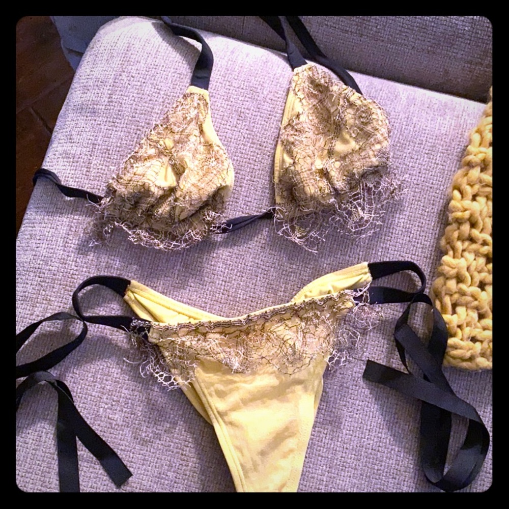 Yellow lace bikini